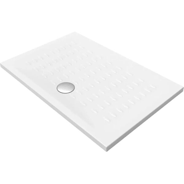 azzurra piatto doccia  serie ellisse in ceramica bianco 80x120 cm h 4 cm piletta Ø 90 mm