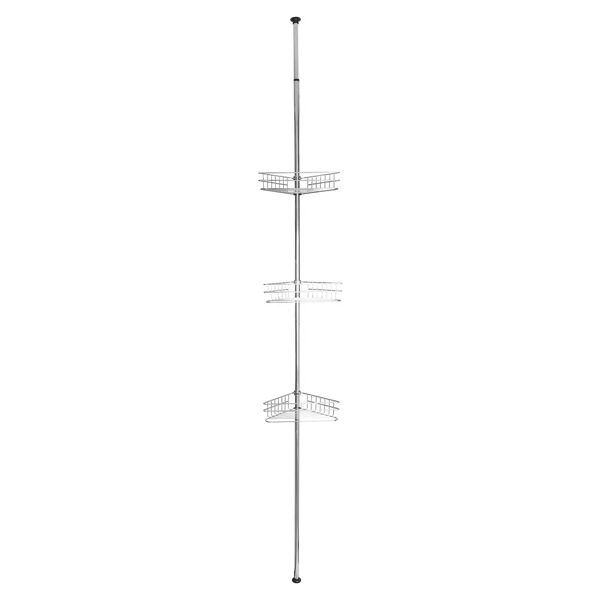 tecnomat angoliera doccia 3 ripiani in metallo cromato lucido asta telescopica da 238 a 268 cm