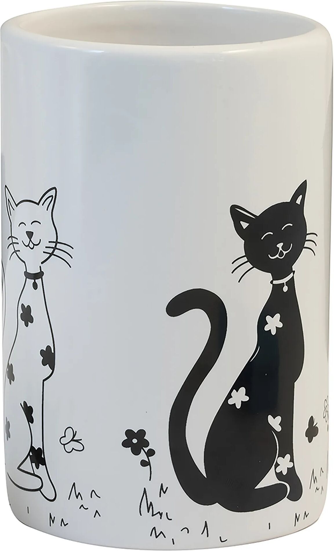 tecnomat porta spazzolino serie cats in ceramica colore bianco e nero