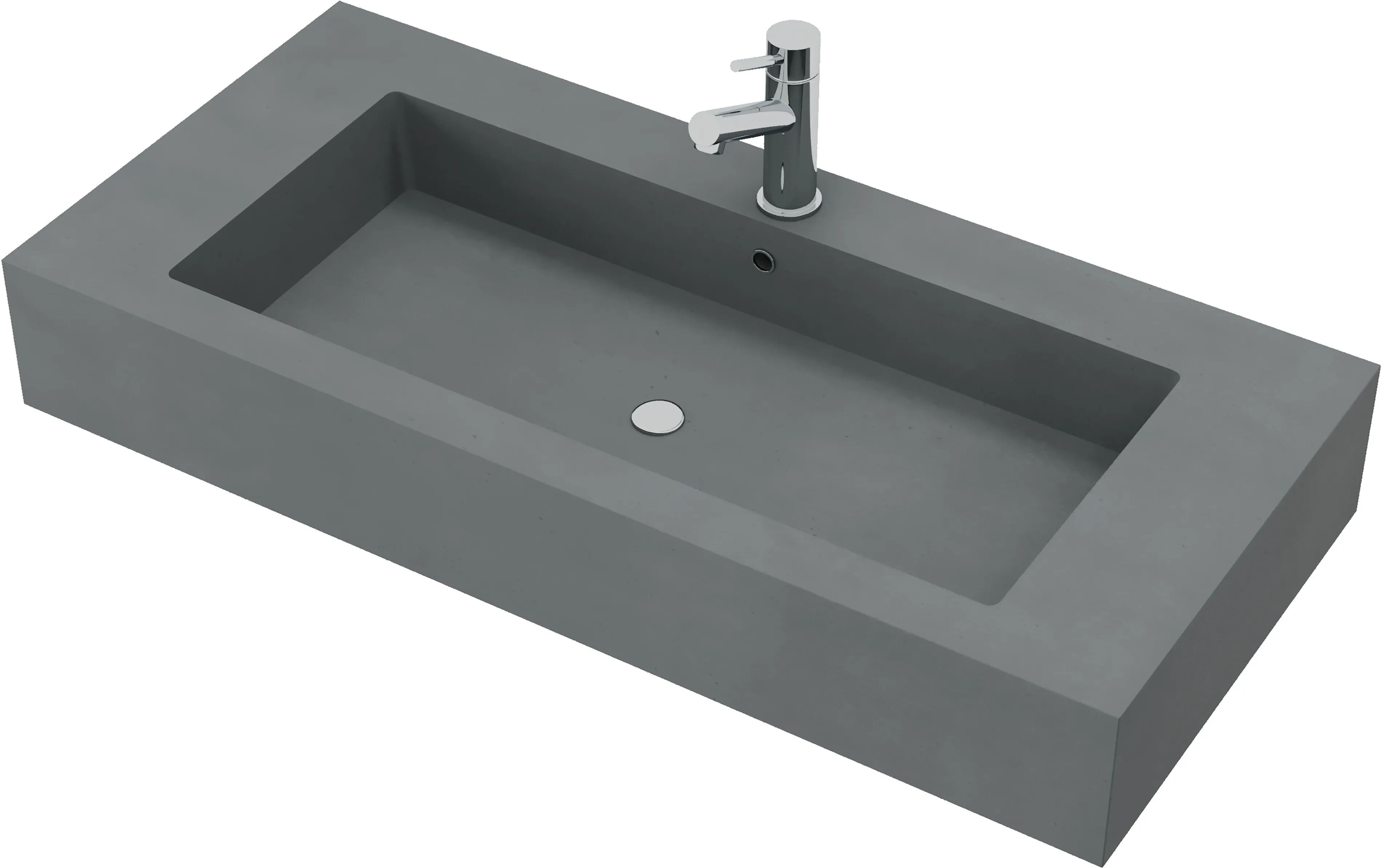 Tecnomat LAVABO MONOBLOCCO 1 VASCA 100x15x46 cm (LxHxP) IN RESINA ANTRACITE