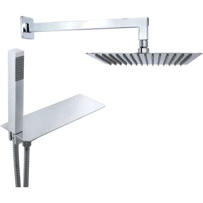 Tecom KIT DOCCIA RUBY SQUARE BRACCIO 300 mm SOFFIONE 200 x 200 CROMO PRESA ACQUA CON MENSOLA DX Tecom KIT DOCCIA RUBY SQUARE BRACCIO 300 mm SOFFIONE 200 x 200 CROMO PRESA ACQUA CON MENSOLA DX