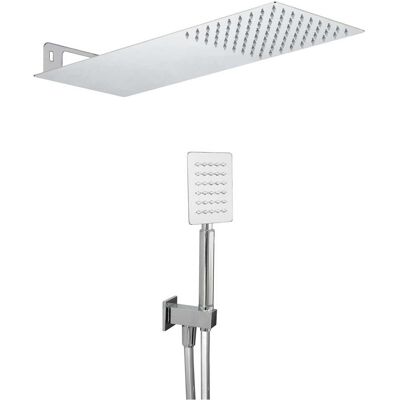 Tecom KIT DOCCIA ROYAL SQUARE SOFFIONE INOX A LASTRA 500x 200 mm CROMO DOCCETTA 1 G Tecom KIT DOCCIA ROYAL SQUARE SOFFIONE INOX A LASTRA 500x 200 mm CROMO DOCCETTA 1 G