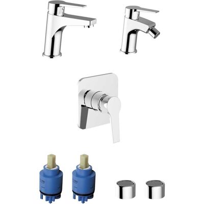 Teorema KIT MISCELATORI LAVABO/BIDET/DOCCIA INCASSO DOLMEN CON 2 CARTUCCE E 2 AERATORI Teorema KIT MISCELATORI LAVABO/BIDET/DOCCIA INCASSO DOLMEN CON 2 CARTUCCE E 2 AERATORI