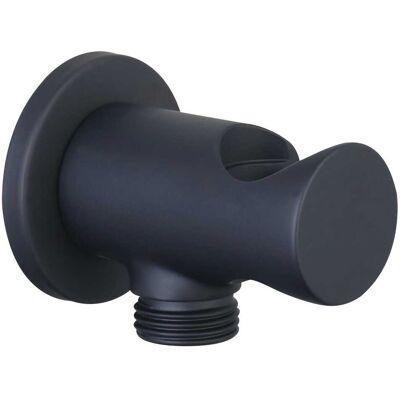 Tecnomat PRESA ACQUA TECOM TONDA NERO OPACO IN OTTONE M1/2" CON ROSONE E SUPPORTO PER DOCCETTA Tecnomat PRESA ACQUA TECOM TONDA NERO OPACO IN OTTONE M1/2" CON ROSONE E SUPPORTO PER DOCCETTA
