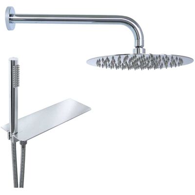 Tecom KIT DOCCIA RUBY ROUND BRACCIO 300 mm SOFFIONE Ø 200 mm CROMO PRESA ACQUA CON MENSOLA DX Tecom KIT DOCCIA RUBY ROUND BRACCIO 300 mm SOFFIONE Ø 200 mm CROMO PRESA ACQUA CON MENSOLA DX