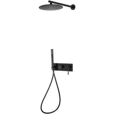 Aquapro KIT DOCCIA INCASSO ACQUAPRO KENZIA NERO CON PIASTRA CON MISCELATORE 2 VIE E PRESA ACQUA Aquapro KIT DOCCIA INCASSO ACQUAPRO KENZIA NERO CON PIASTRA CON MISCELATORE 2 VIE E PRESA ACQUA