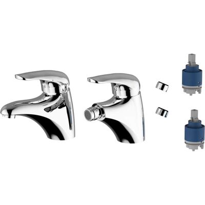 Teorema KIT MISCELATORI LAVABO E BIDET EDRA CON 2 CARTUCCE E 2 AERATORI Teorema KIT MISCELATORI LAVABO E BIDET EDRA CON 2 CARTUCCE E 2 AERATORI