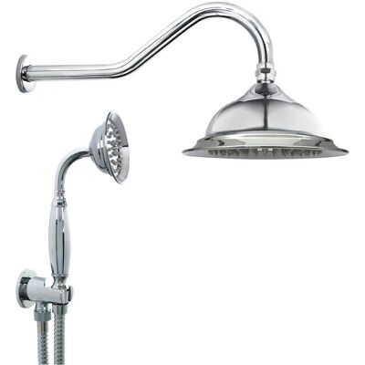 Tecom KIT DOCCIA VINTAGE CROMO BRACCIO 350 mm SOFFIONE Ø 200 mm INOX DOCCETTA 1 GETTO Tecom KIT DOCCIA VINTAGE CROMO BRACCIO 350 mm SOFFIONE Ø 200 mm INOX DOCCETTA 1 GETTO