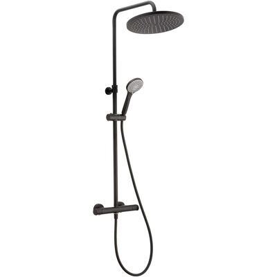 Huber COLONNA DOCCIA LIGHT 3 GETTI NERO SOFFIONE ABS Ø 300 mm MISCELATORE TERMOSTATICO Huber COLONNA DOCCIA LIGHT 3 GETTI NERO SOFFIONE ABS Ø 300 mm MISCELATORE TERMOSTATICO