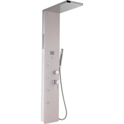 Aquapro COLONNA DOCCIA IDRO ACQUAPRO VIESTE 2.0 IN VETRO TEMPRATO ROSE' 4 GETTI CON MISCELATORE Aquapro COLONNA DOCCIA IDRO ACQUAPRO VIESTE 2.0 IN VETRO TEMPRATO ROSE' 4 GETTI CON MISCELATORE