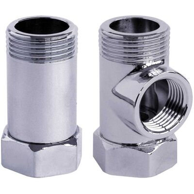 Tecom COPPIA RACCORDI DISTANZIALI RETROGRUPPO CON GHIERA GIREVOLE MF 3/4" E PRESA ACQUA 1/2" CROMO Tecom COPPIA RACCORDI DISTANZIALI RETROGRUPPO CON GHIERA GIREVOLE MF 3/4" E PRESA ACQUA 1/2" CROMO