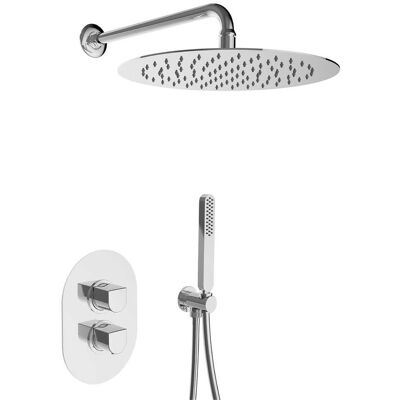 Huber KIT DOCCIA INCASSO OVALE CROMO MISC TERMOSTATICO DEVIATORE 2 VIE SOFFIONE Ø 300 mm Huber KIT DOCCIA INCASSO OVALE CROMO MISC TERMOSTATICO DEVIATORE 2 VIE SOFFIONE Ø 300 mm