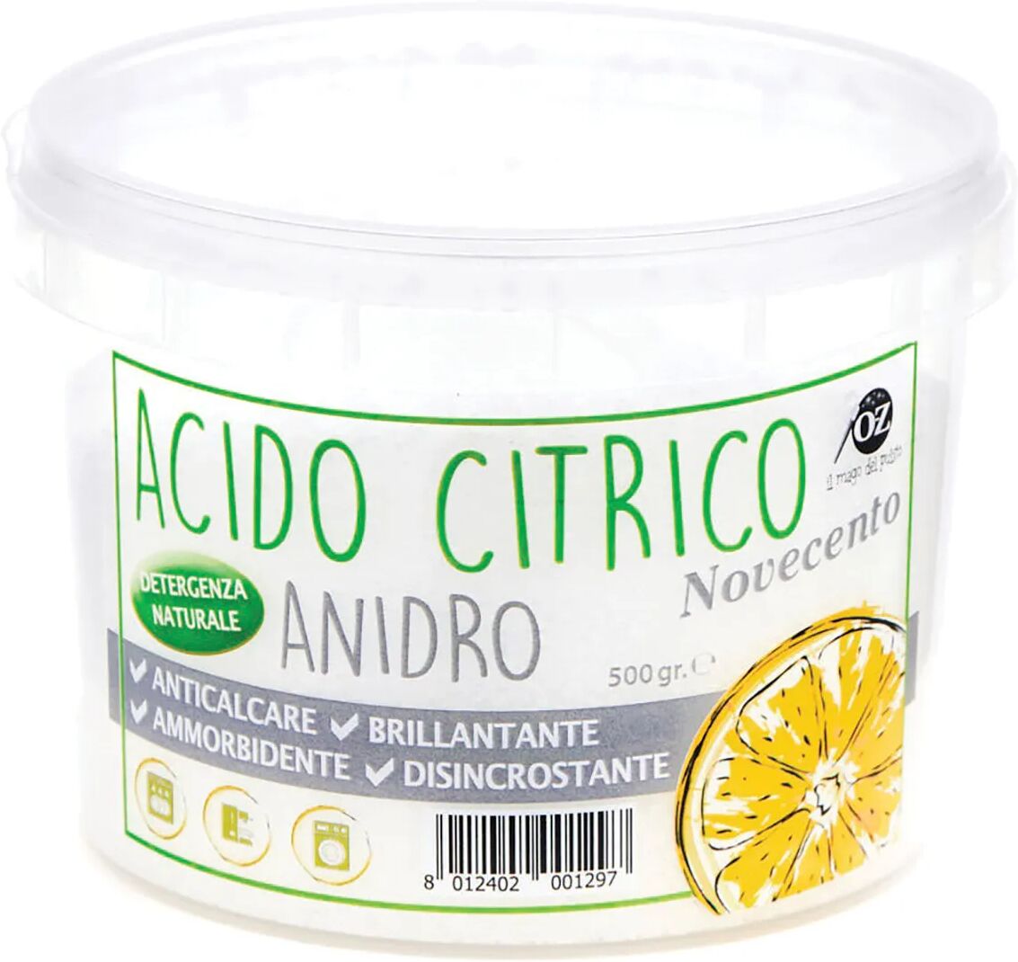 CERA_NOVECENTO Acido Citrico Anidro Oz Novecento 500 G Anticalcare E Brillantante Ammorbidente Disincrostante