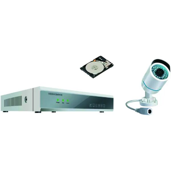 proxe kit  powerline con nvr p2p 4 canali + hd sata 500 gb + 1 telecamera da 1 megapixel