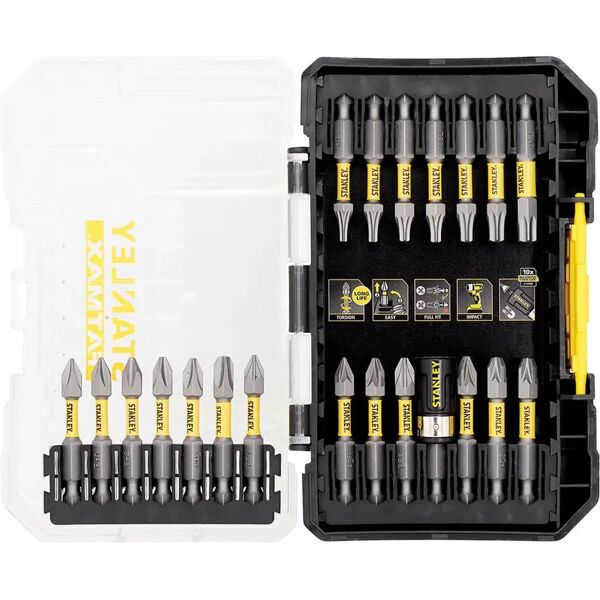 tecnomat set 22 pezzi fat max sta88558-xj bussola magnetica 7 inserti thorx 7 phillips e 7 pozidrive