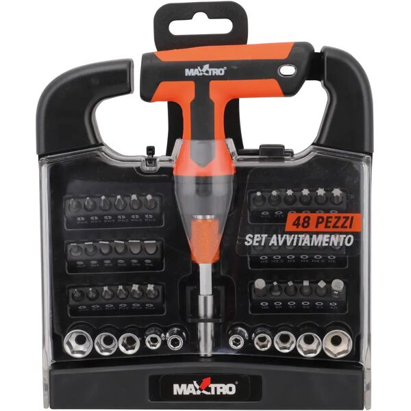 tecnomat set avvitamento maxtro 48 pezzi cacciavite a cricchetto a t inserti e bussole assortiti