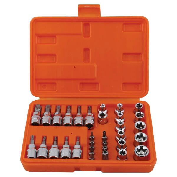 tecnomat set 34 bussole torx m/f da e4 a e20 torx con foro e senza da t10 a t60 valigetta metallo