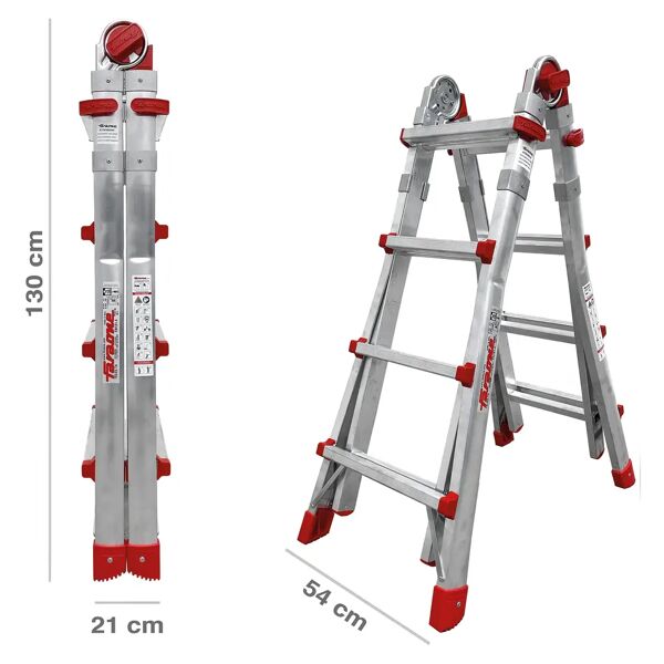 tecnomat scala telescopica professionale faraone 4,65 m en131 alluminio 5+5 gradini 13 kg max 150 kg