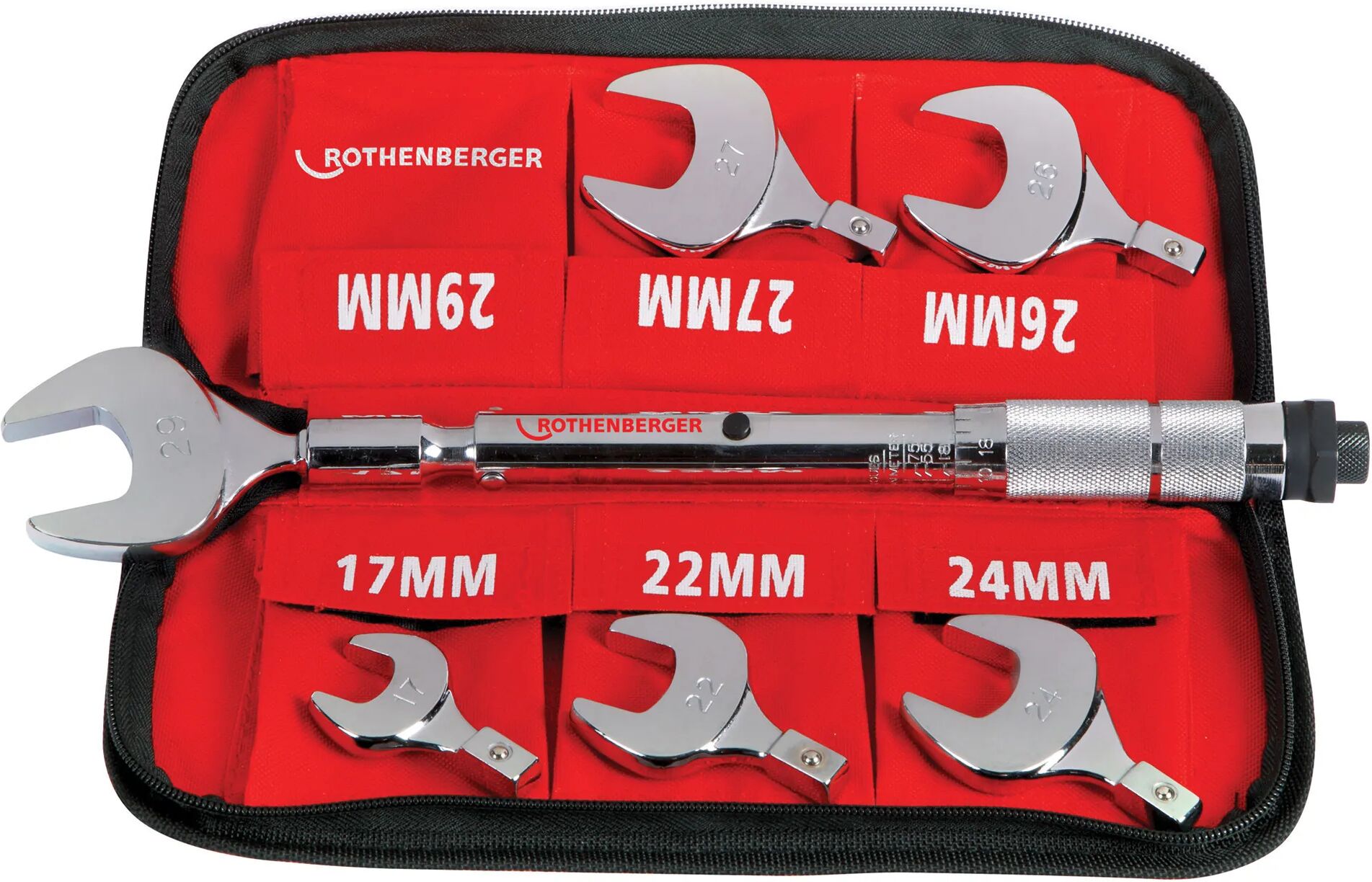 rothenberger chiave dinamometrica  con 6 inserti 17-22-24-26-29 mm per condizionamento 10/70nm