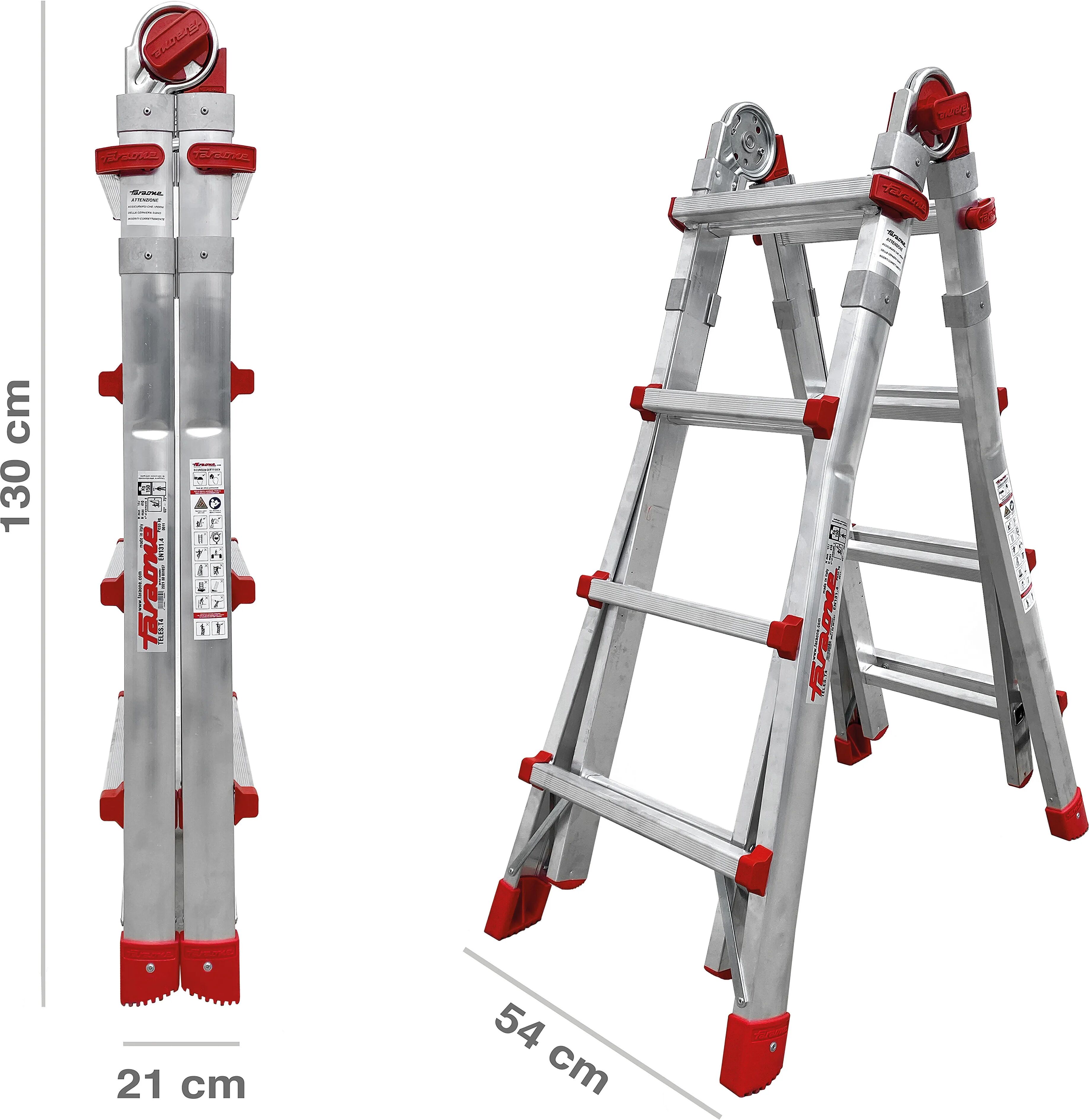 Tecnomat SCALA TELESCOPICA PROFESSIONALE FARAONE 3,53 m EN131 ALLUMINIO 4+4 GRADINI 11 kg MAX 150 kg