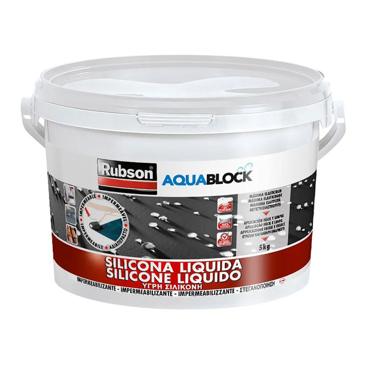 RUBSON Silicone Liquido  Aquablock 5 Kg Bianco Rivestimento Impermeabile Universale