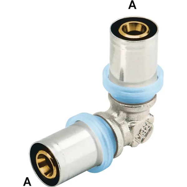 rbm raccordo press fit  per multistrato gomito Ø16x16 mm profilo pressatura th – h –u –b – f