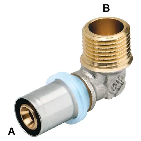 rbm raccordo press fit  per multistrato gomito m1/2''x20 mm profilo pressatura th – h –u –b – f