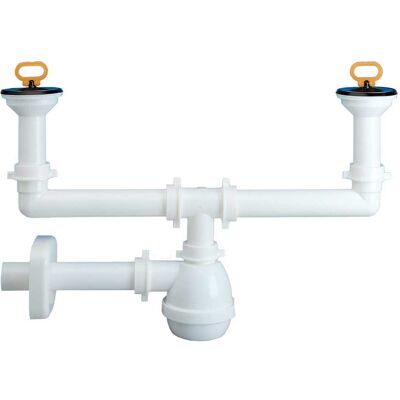Lira SIFONE LAVELLI CERAMICA 2 VASCHE CON PILETTA 1''1/2 CANOTTO Ø 40 mm Lira SIFONE LAVELLI CERAMICA 2 VASCHE CON PILETTA 1''1/2 CANOTTO Ø 40 mm