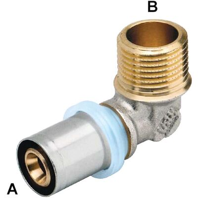 RBM Raccordo Press Fit per Tubo Multistrato Gomito M1/2''x16 mm Profilo Pressatura TH – H – U – B – F RBM Raccordo Press Fit per Tubo Multistrato Gomito M1/2''x16 mm Profilo Pressatura TH – H – U – B – F
