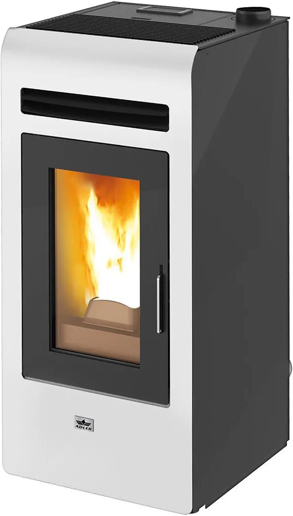 ADLER Stufa A Pellet Ad Aria  Cortina 12c Canalizzata 11,2 Kw 2 Uscite Bianca