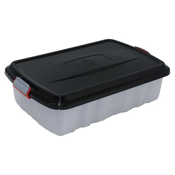 mazzei box con coperchio nero e ruote 59x17x39 cm (lxhxp) 22,5 l bianco