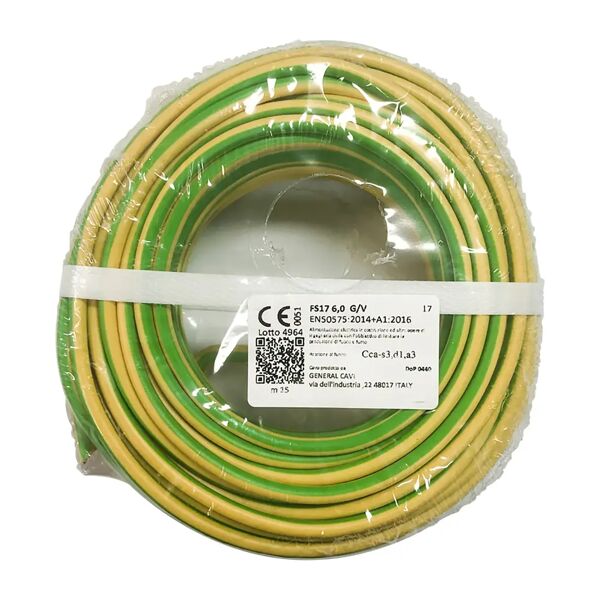 tecnomat cavo unipolare fs17 450/750v 1x6 mm² colore giallo/verde matassa 15 m