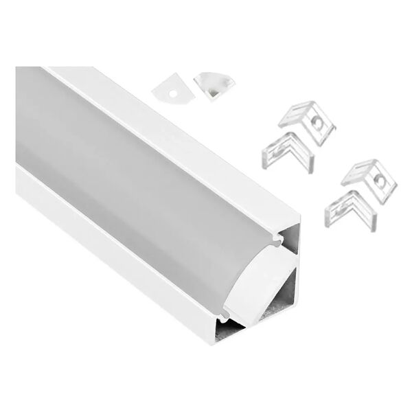 tecnomat barra per strip led ulisse bianco angolare con diffusore eaccessori 2000x18,1x18,1 mm