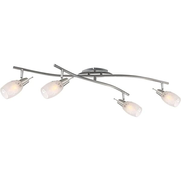 tecnomat barra avenue 4 faretti 4x40w max e14 e nickel matt e cromo, vetro opale satinato con decori