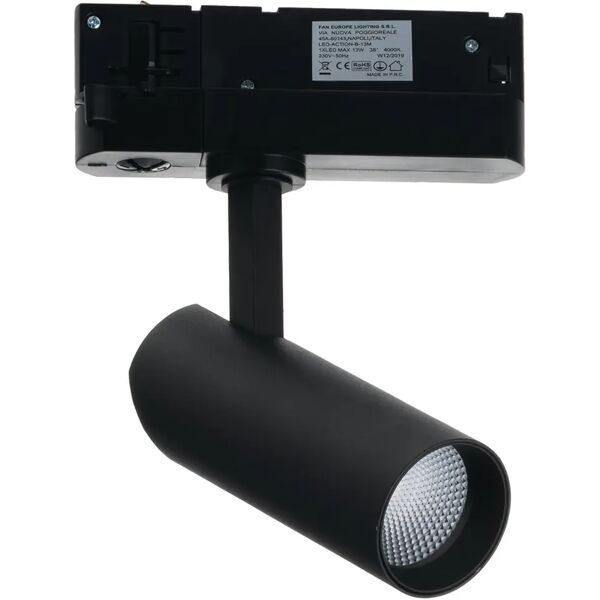 tecnomat proiettore led per sistema a binario action 13w 1300 lumen 4000k luce bianca colore nero