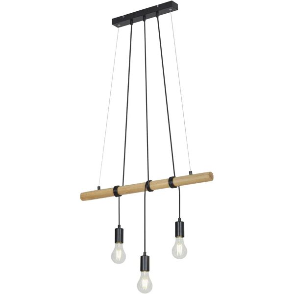 tecnomat sospensione bar 3xe27 fino a 25w in legno chiaro e metallo nero lampadine non incluse ip20