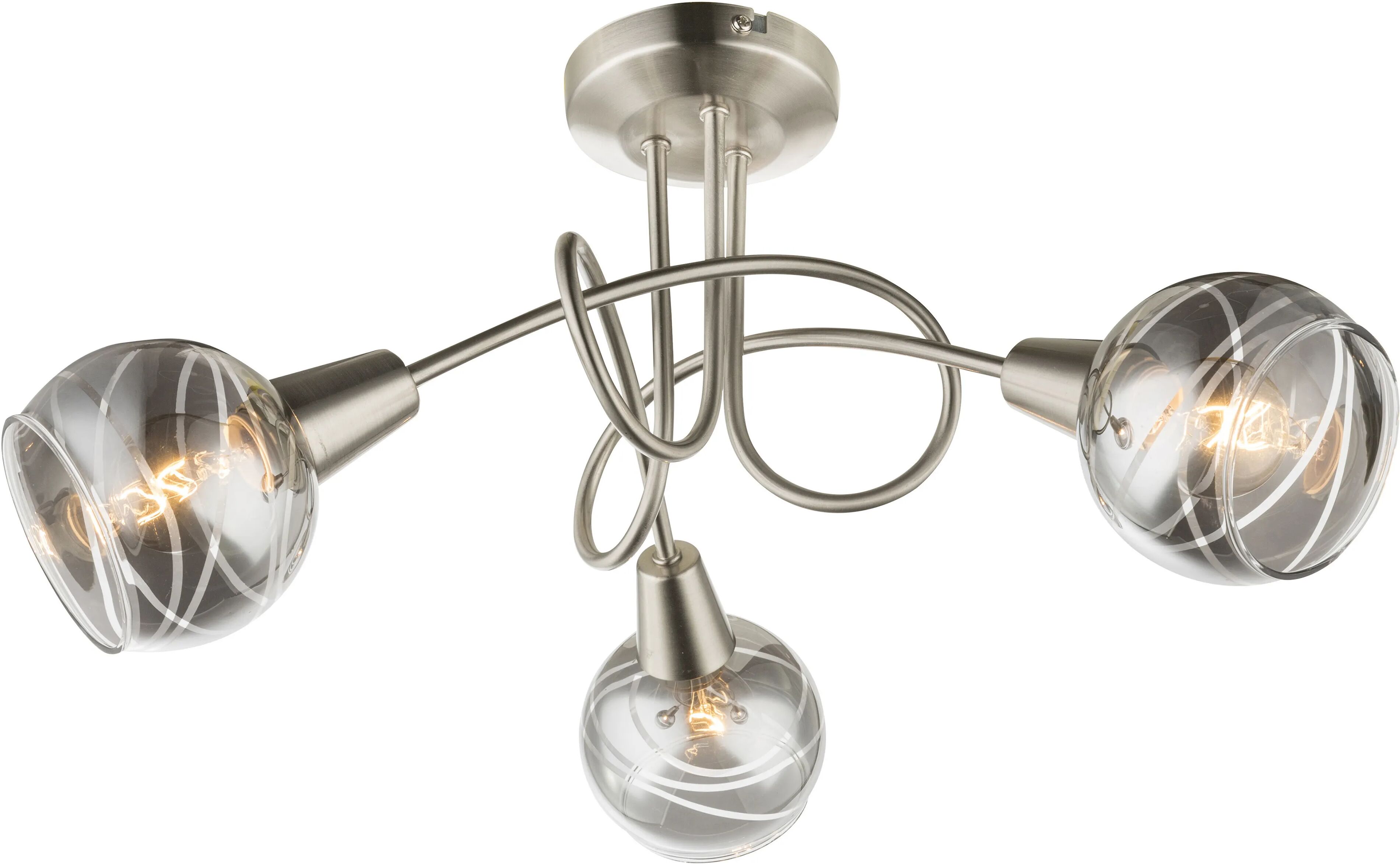 tecnomat plafoniera 3 luci sospiro 3xe14 nickel matt vetro fume' lampadina 4w 400 lumen 3000k inclusa