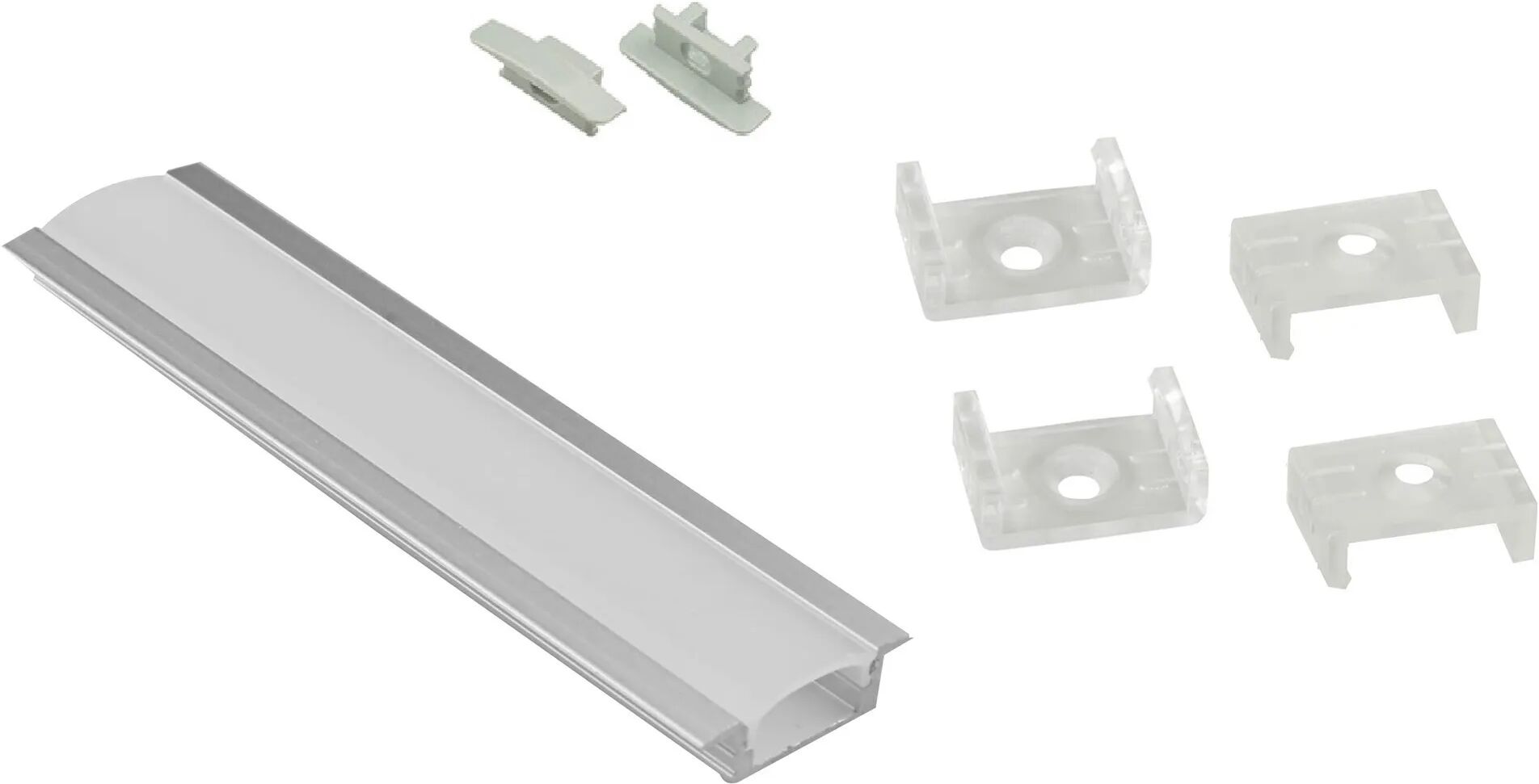 tecnomat barra per strip led achille argento da incasso con diffusore e accessori 2000x17,5x8,4 mm