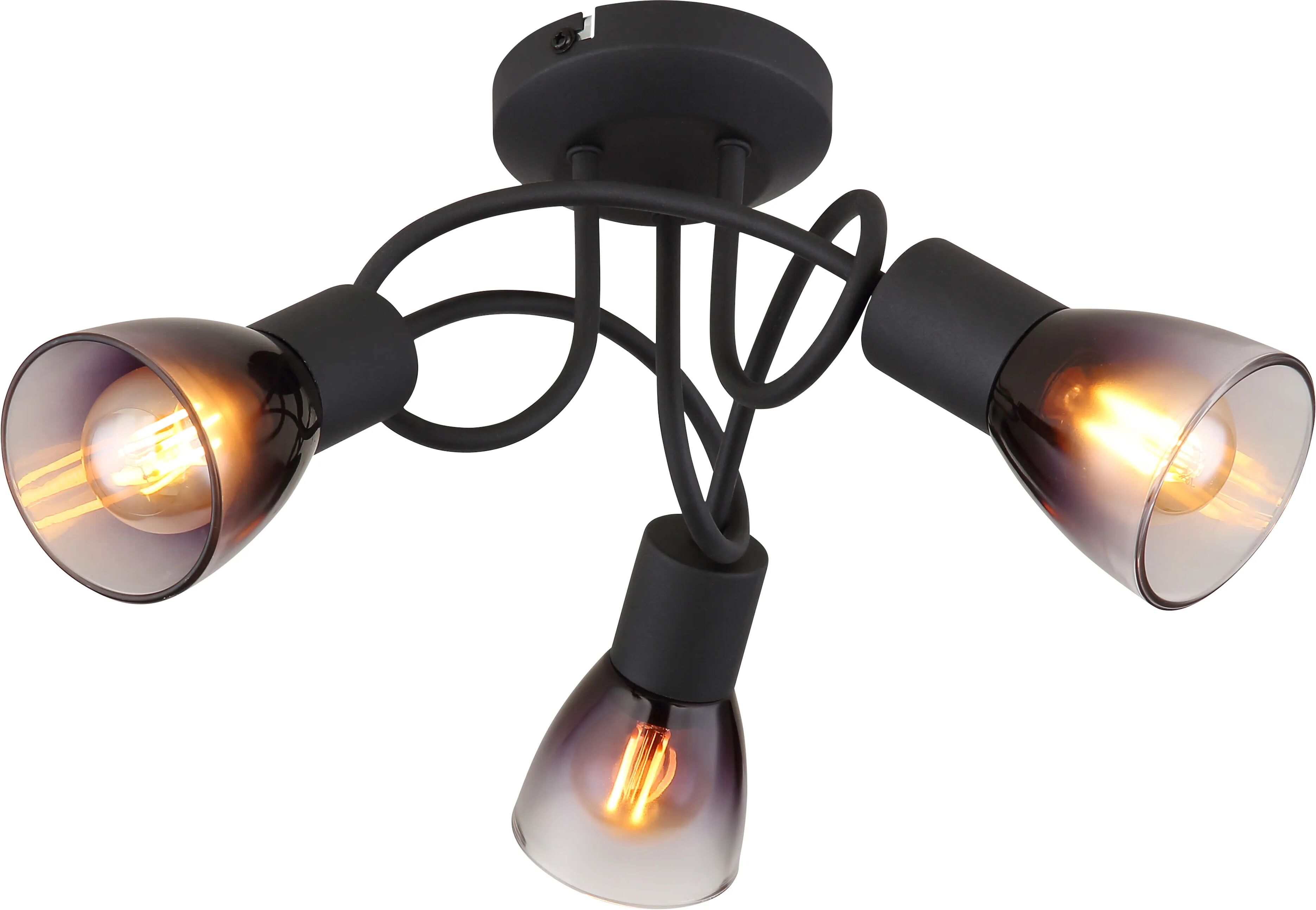 Tecnomat SPIRALE 3 LUCI GLOBO LIGHTING DAVOLA 3xE14 FINO A 25W METALLO NERO E VETRO FUME'