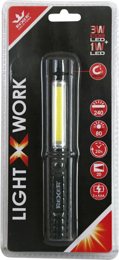 Tecnomat PENLIGHT LED REXER IN PLASTICA 3W+1W COB IP44 LUMINOSITA' 240 lumen DIMENSIONI 2,3x2,3x16,5 cm