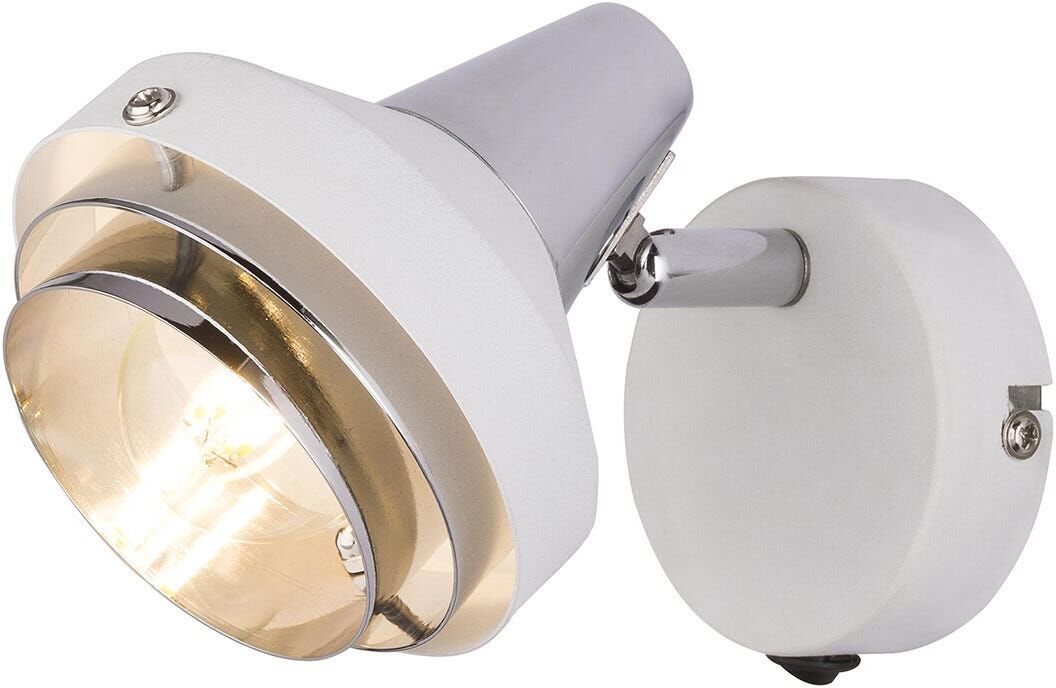 Spot Singolo Rorge E14 15w In Metallo Bianco E Cromo Lampadina Non Inclusa Spot Singolo Rorge E14 15w In Metallo Bianco E Cromo Lampadina Non Inclusa