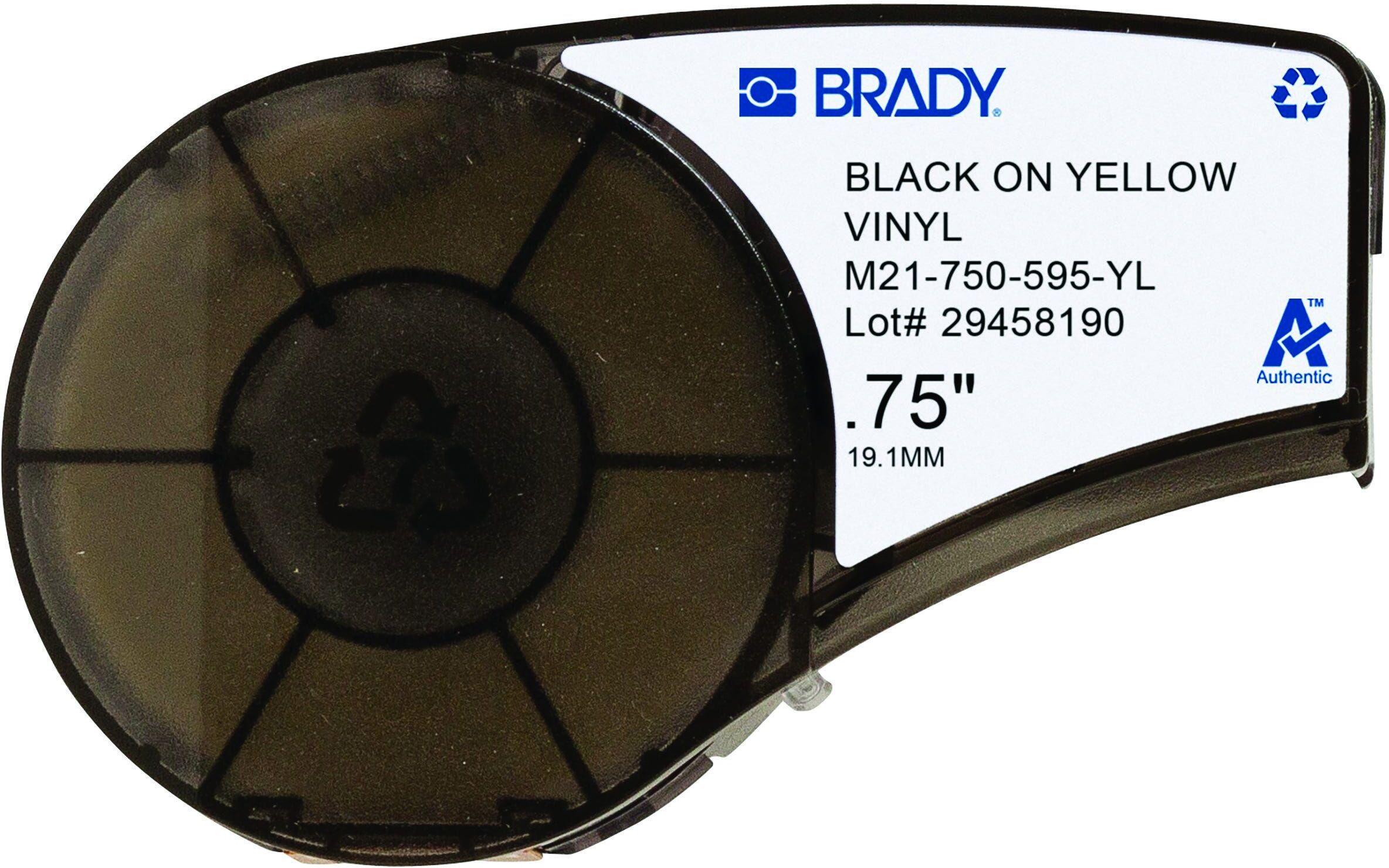 BRADY Nastro  Nero Su Giallo Spessore 19,1 Mm Lunghezza 6,5 M Ad Alte Prestazioni BRADY Nastro  Nero Su Giallo Spessore 19,1 Mm Lunghezza 6,5 M Ad Alte Prestazioni