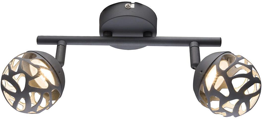 Barra 2 Luci Giselle 2x4w 220 Lumen 3000k Luce Calda In Metallo Grigio E Interno Argentato Barra 2 Luci Giselle 2x4w 220 Lumen 3000k Luce Calda In Metallo Grigio E Interno Argentato