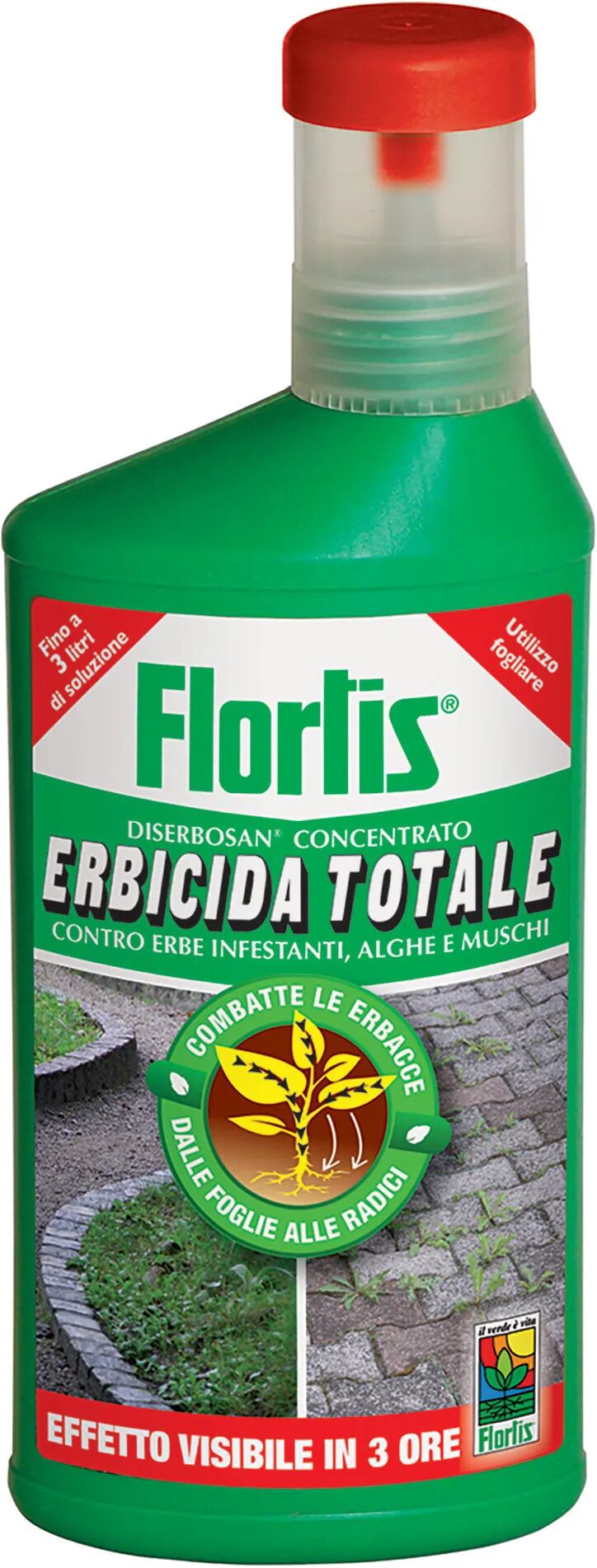 flortis erbicida liquido concentrato diserbosan  per erbe infestanti muschi alghe 500 ml