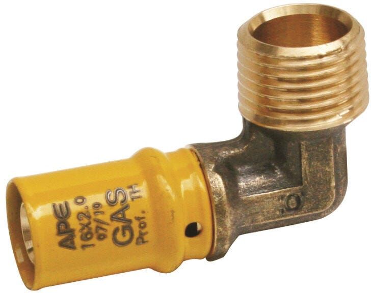 Gomito Pressfit Ape  3/4'' X Ø 20 Mm Per Tubo Multistrato Gas Gomito Pressfit Ape  3/4'' X Ø 20 Mm Per Tubo Multistrato Gas