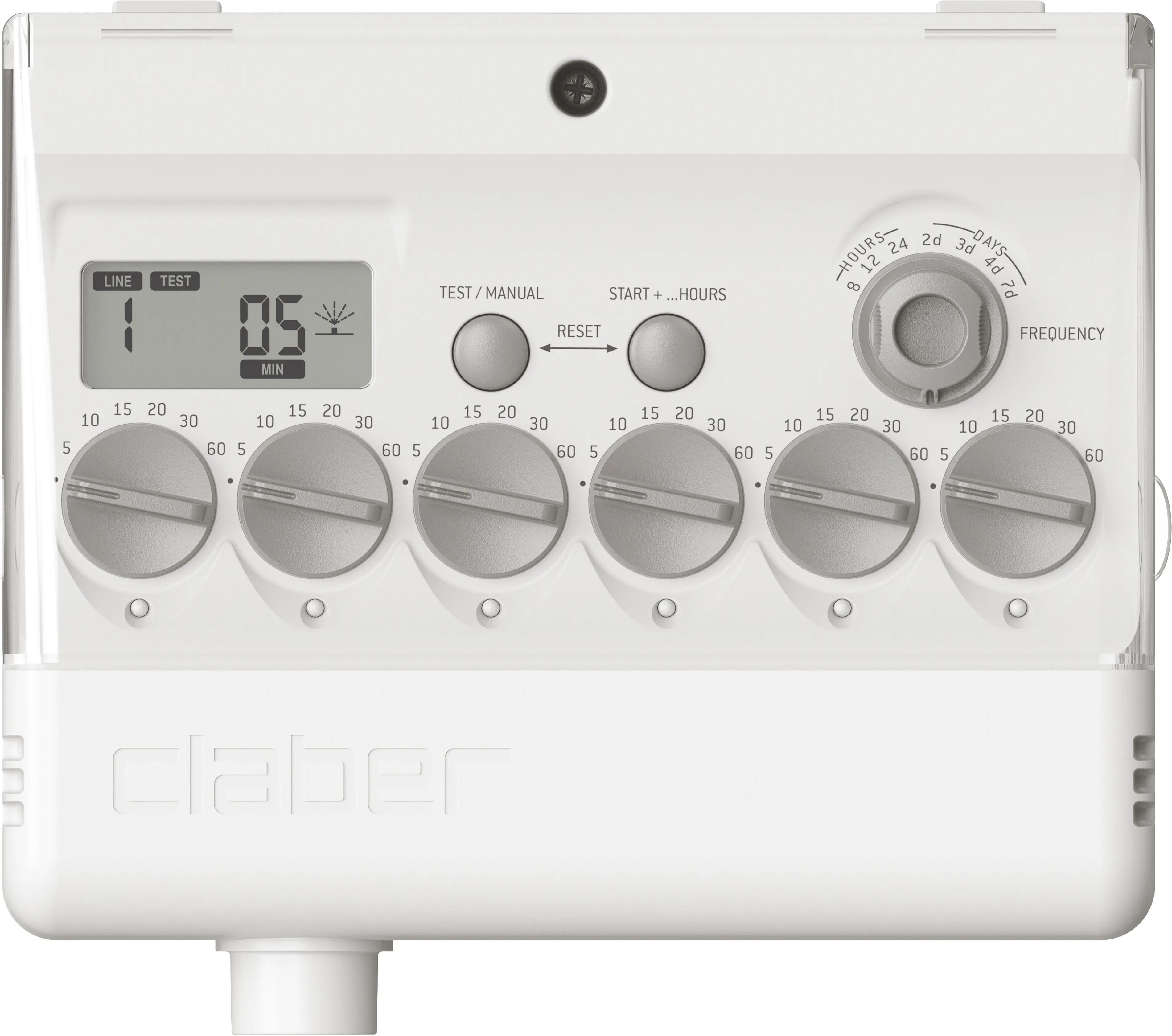 claber programmatore  lcd da interno 6 stazioni irrigazione da 5 a 60 minuti per valvola