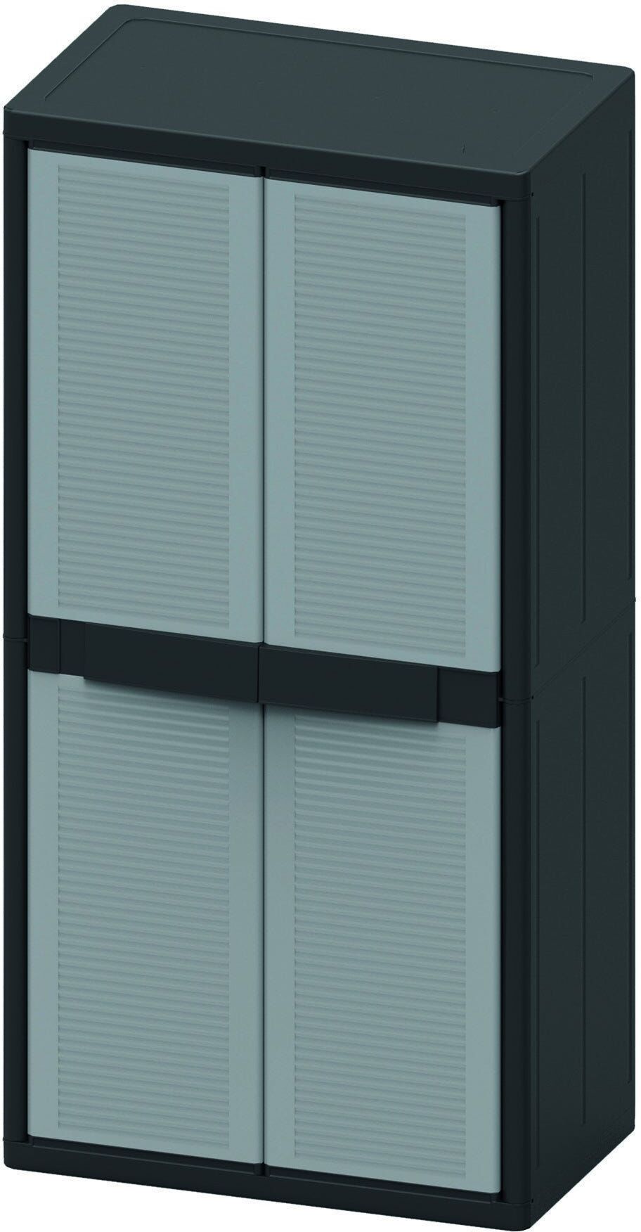 TERRY Armadio In Resina  2 Ante Tuttopiani Xl Grigio/nero 89,7x180x53,7 Cm (Lxhxp) TERRY Armadio In Resina  2 Ante Tuttopiani Xl Grigio/nero 89,7x180x53,7 Cm (Lxhxp)