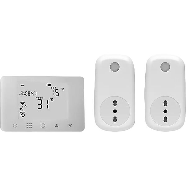 proxe kit  termostato settimanale 2 prese wi-fi tuya funzione timer sistemi vocali google alexa