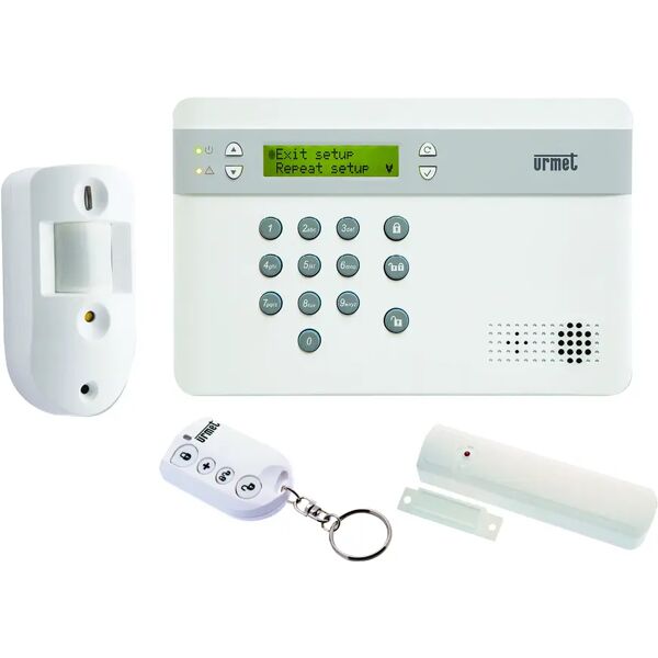 urmet kit antifurto wireless  gsm/gprs 868 mhz 2 zone portata 200 con sirena e telecomando