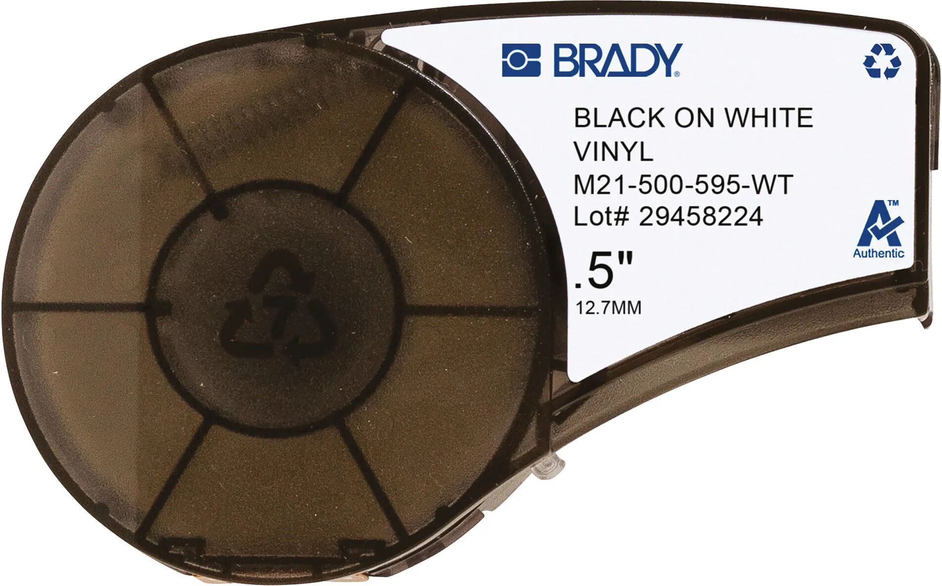 Brady NASTRO  BIANCO SU NERO SPESSORE 12,7 mm LUNGHEZZA 6,5 m AD ALTE PRESTAZIONI